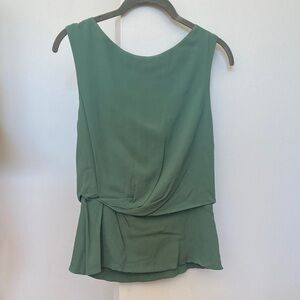 MM. LaFleur Sleeveless Draped Peplum Top in Sage